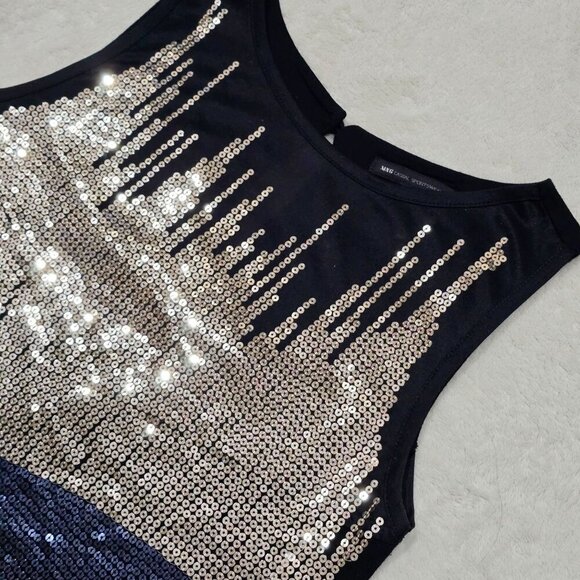 MXG Black Silver Sequined Sleeveless Keyhole Top | XS | Sparkle Glam EUC - Picture 9 of 12